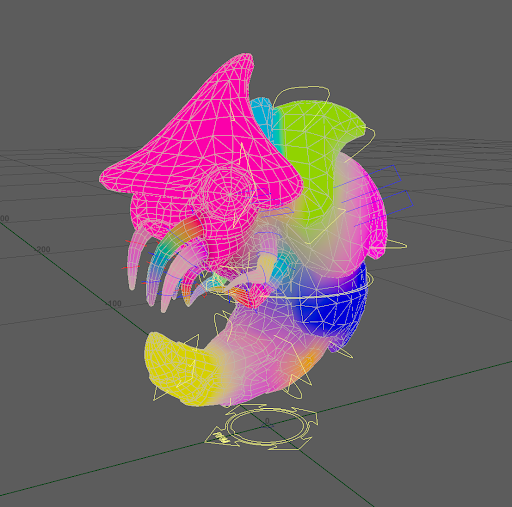 UV mesh and rigging ready for animating.